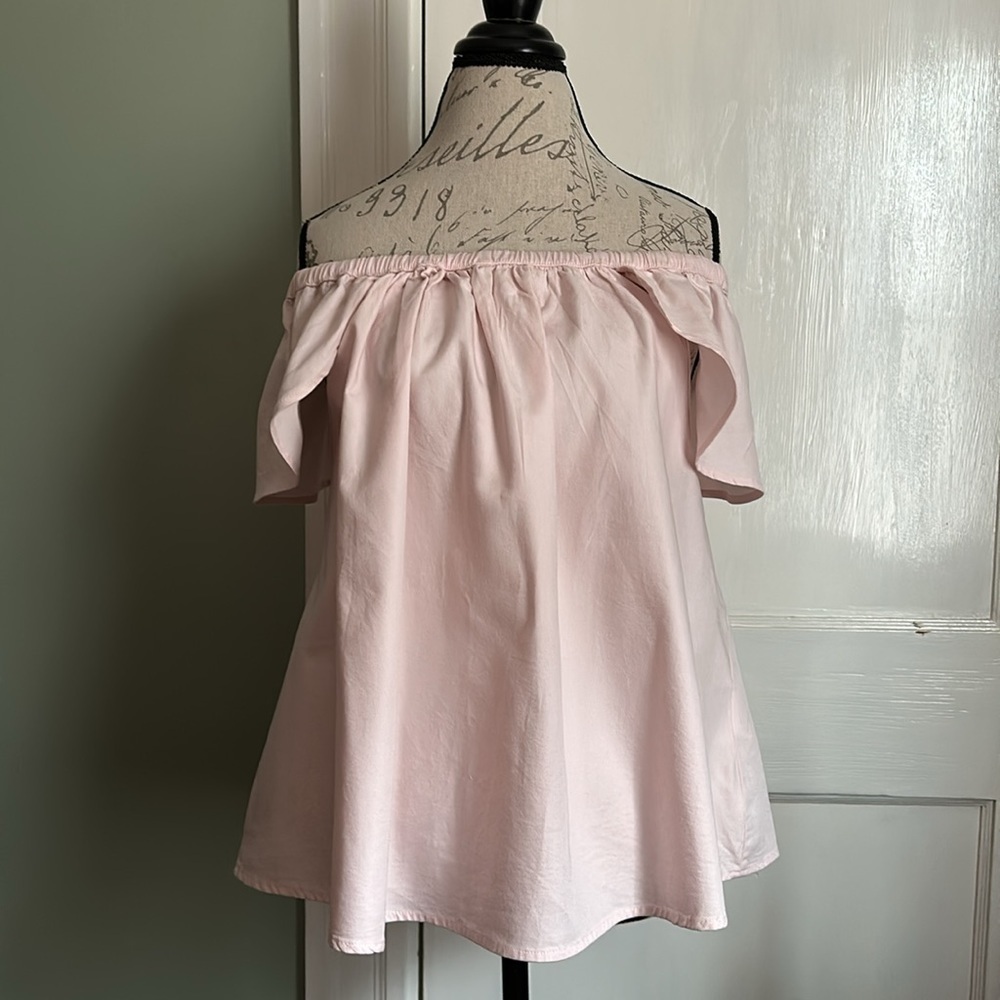 SINCERELY JULES Carmen Flutter Sleeve Pink Off Shoulder Blouse - Picture 2 of 15